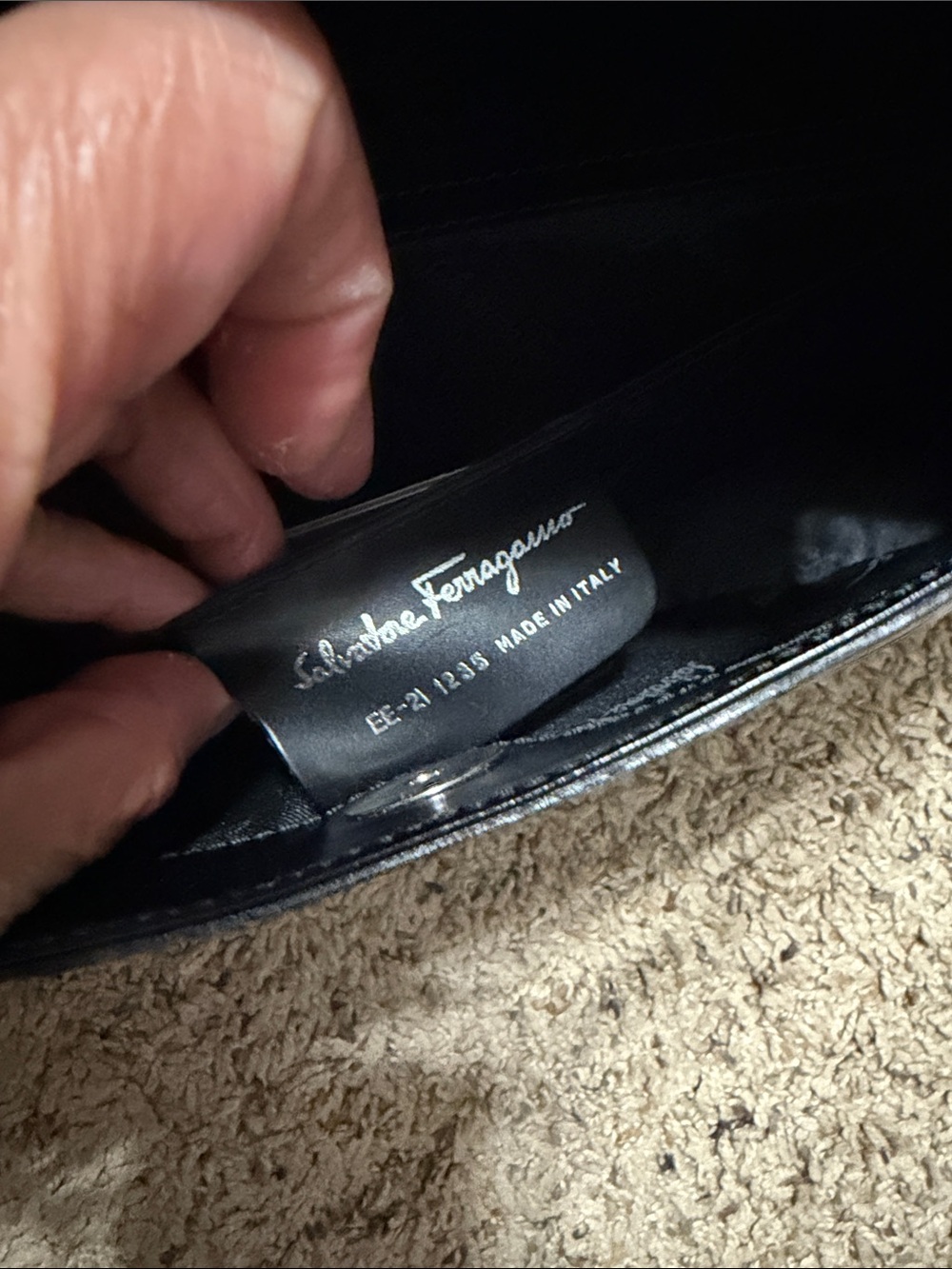 Salvatore Ferragamo Black Embossed Logo Shoulder Bag - Picture 9 of 10